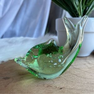 Green Glass Fish Paperweight
